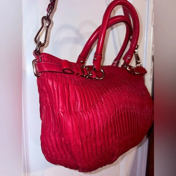 Coach Madison Gathered Leather Sophia Satchel & Shoulder Bag 18620 Red - Picture 7 of 14